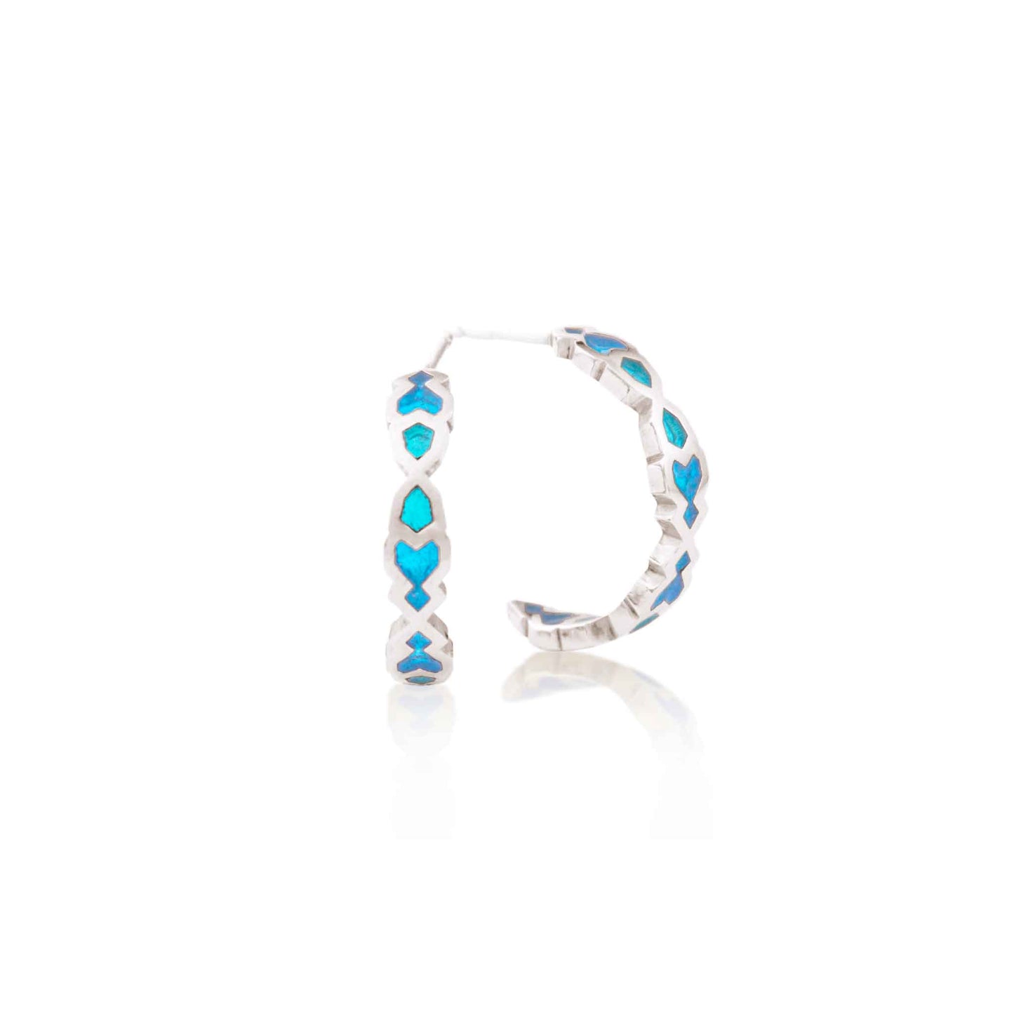 Delight Blue Small Silver Hoop Earrings