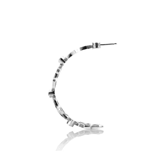 Delight Blue Large Silver Hoop Earrings