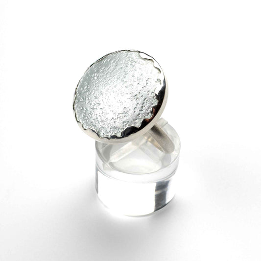 Moon of Shiraz Ring handcrafted in sterling silver with vitreous enamel, inspired by the moon symbolism in the poetry of Hafiz of Shiraz.