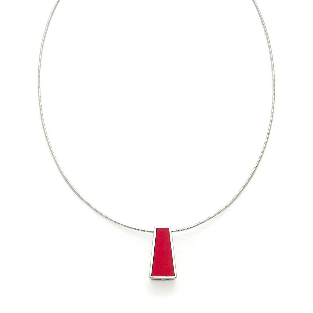 Passion red ename and silver pendant. designer-maker Mahroz Hekmati