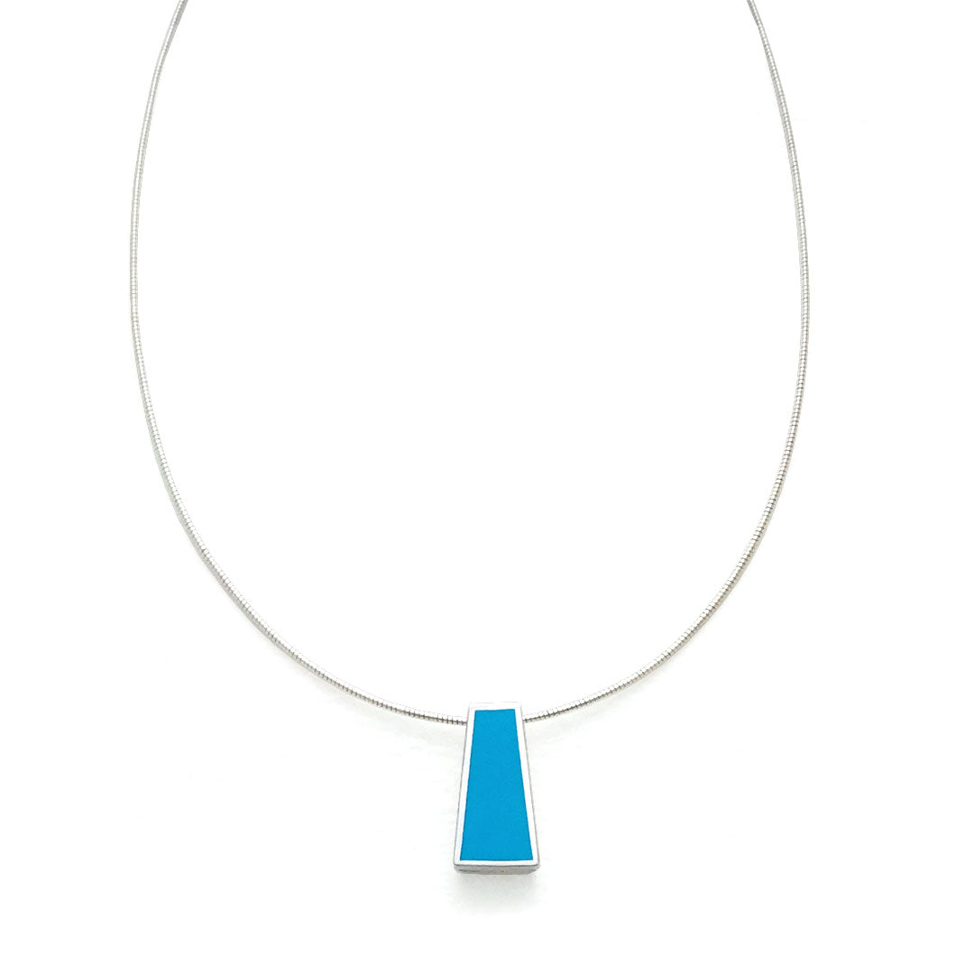 Turquoise blue designer silver and enamel pendant by Mahroz Hekmati