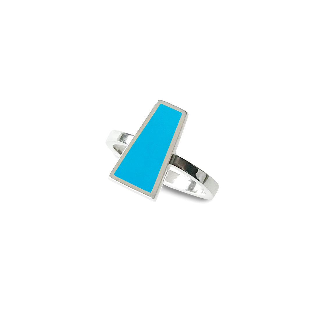 sterling silver turquoise blue vitreous enamel ring. designed and handmade by Mahroz Hekmati
